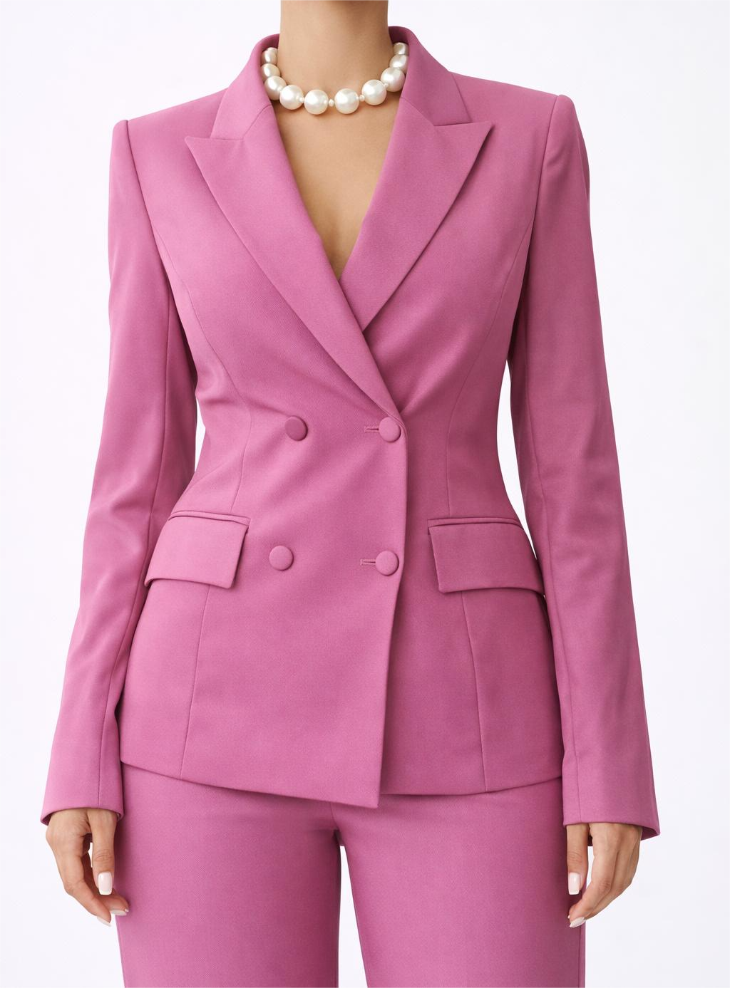 Sloane Double-Breasted Blazer in Mauve Pink
