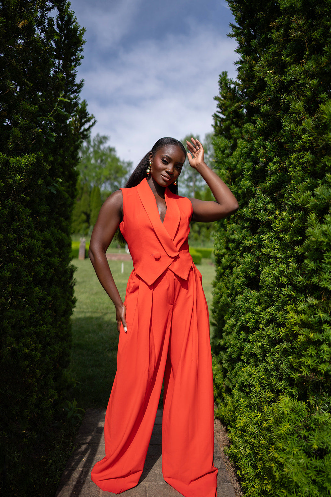 Candace Loose Wide-Leg Vest Suit - Belle Distinguèe