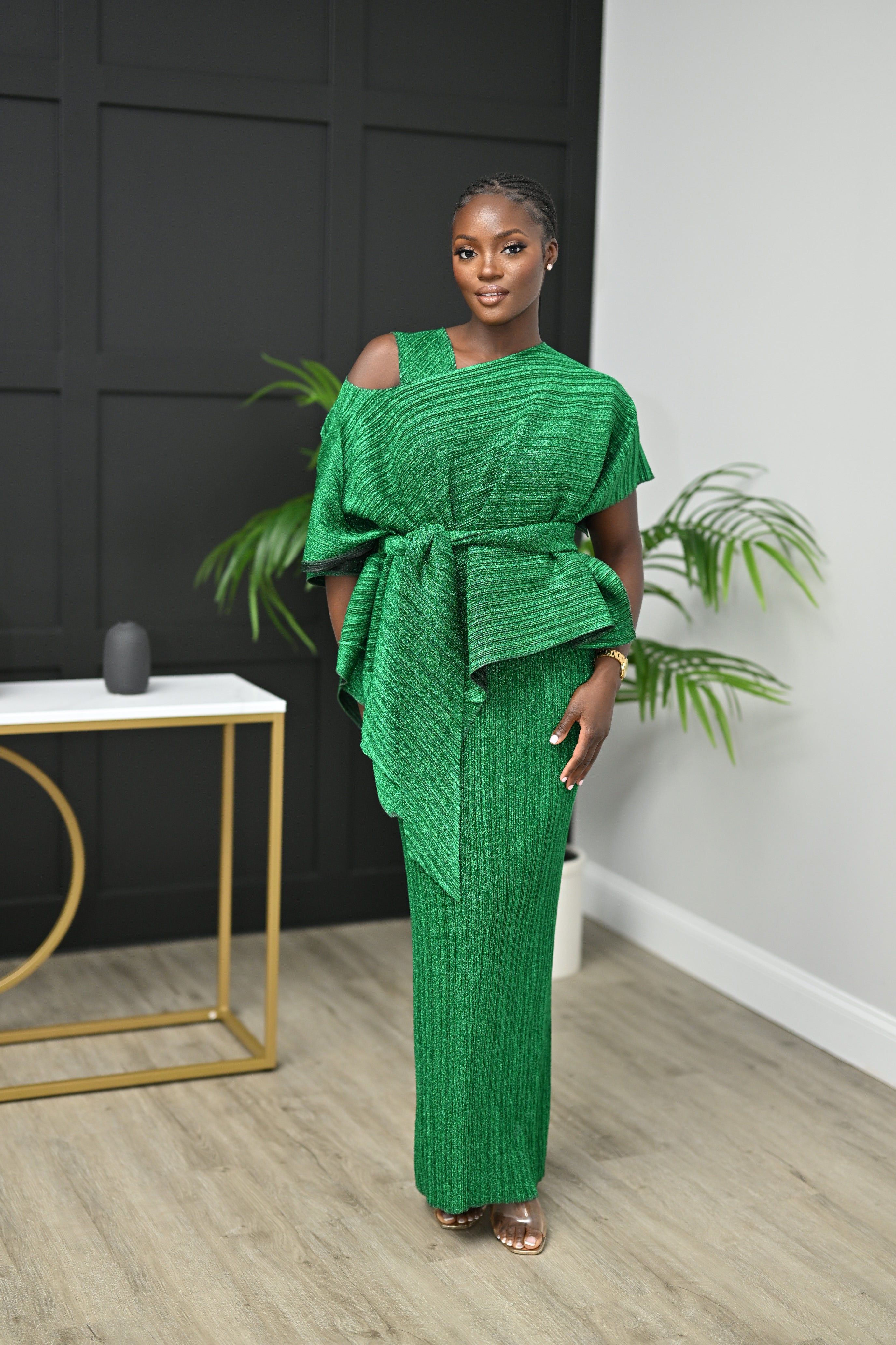 Emmy 3 Piece Off-Shoulder Dress - Belle Business Wear