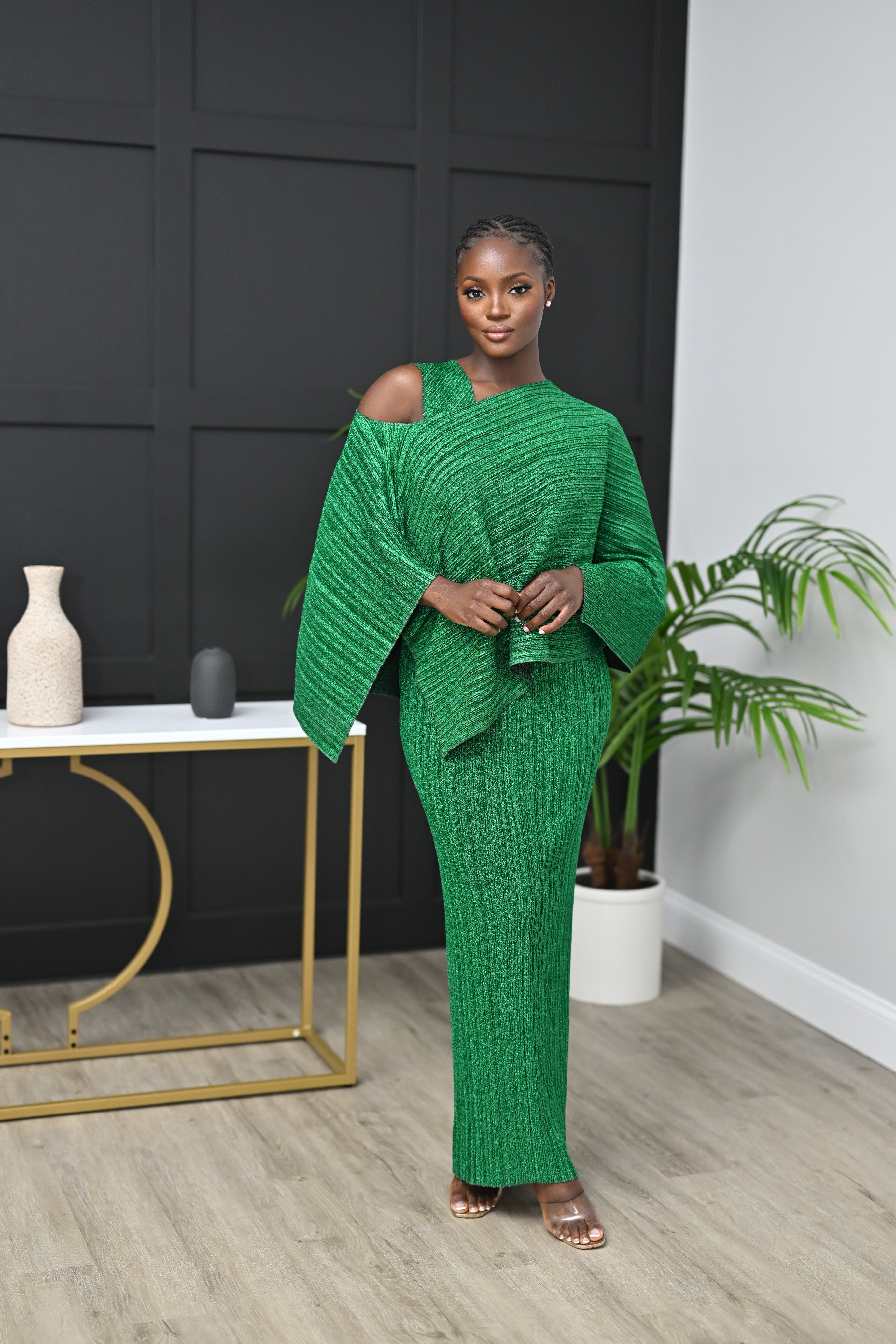 Emmy 3 Piece Off-Shoulder Dress - Belle Business Wear