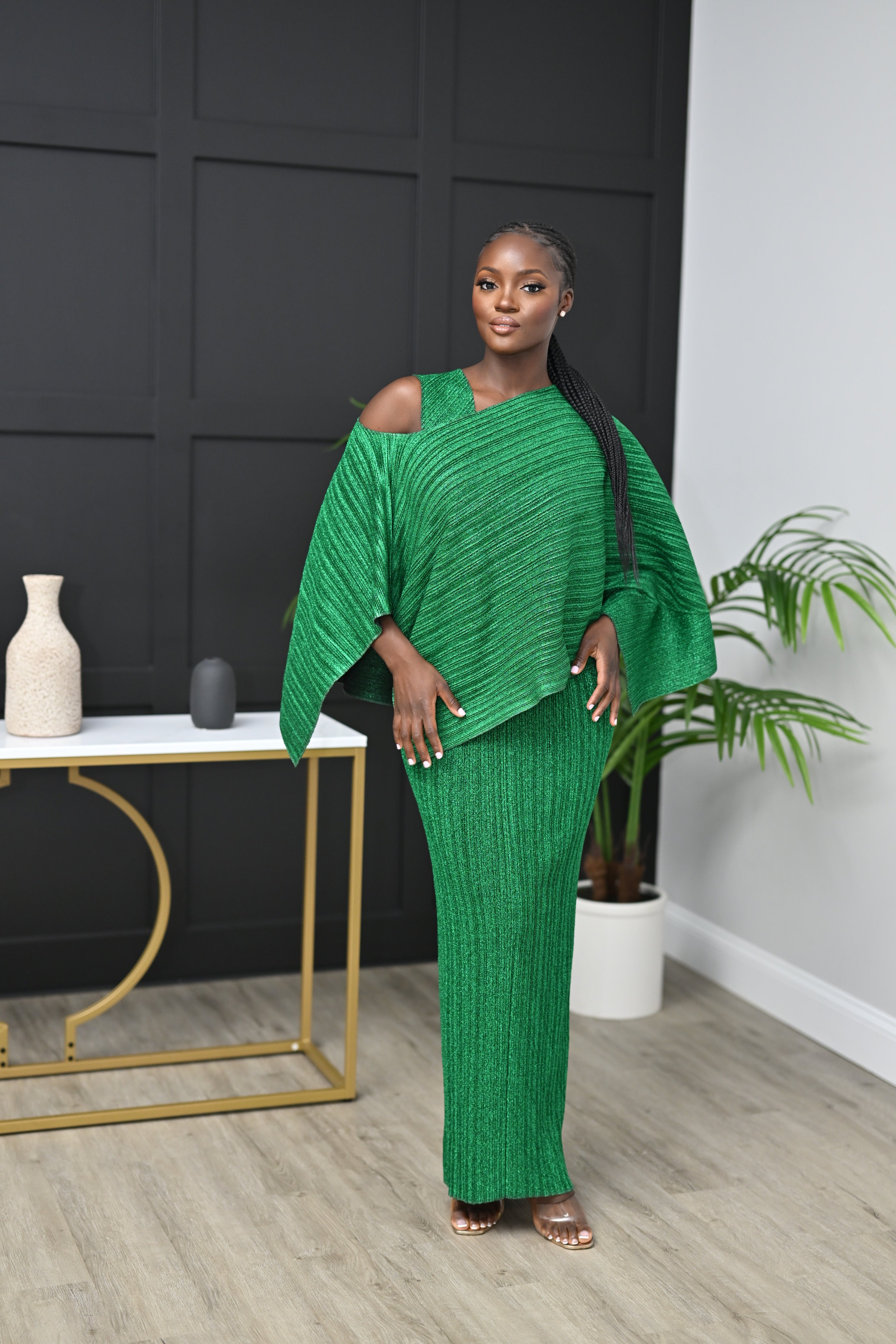 Emmy 3 Piece Off-Shoulder Dress - Belle Business Wear