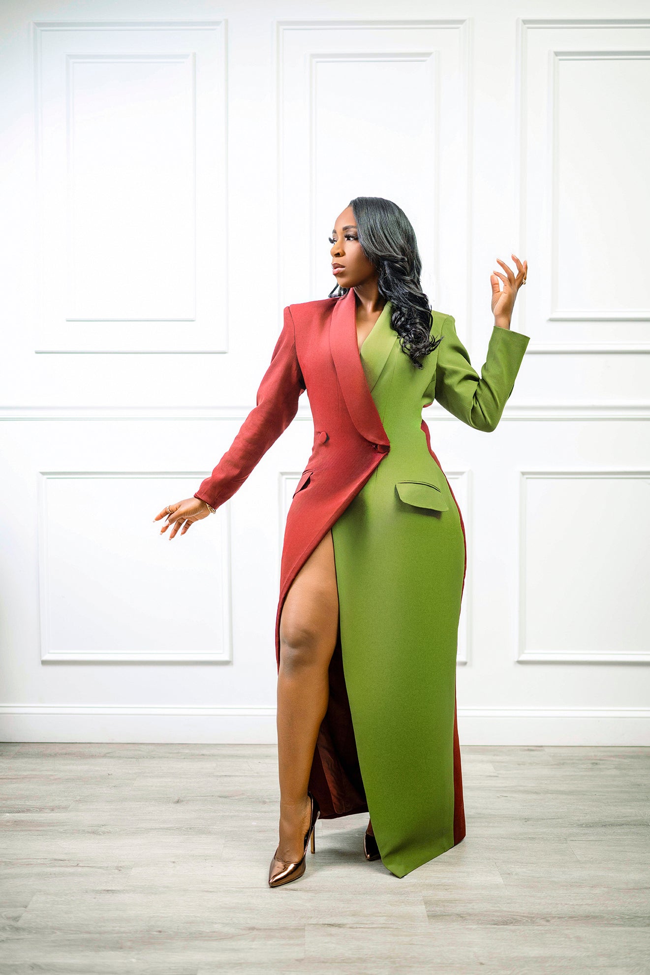 blazer and dress Style & Grace Two-Toned Blazer Dress