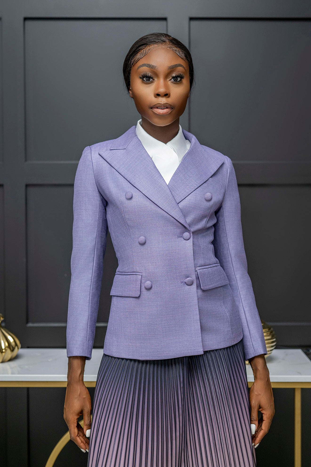 Lavish Lavendar Blazer - Belle Distinguèe 