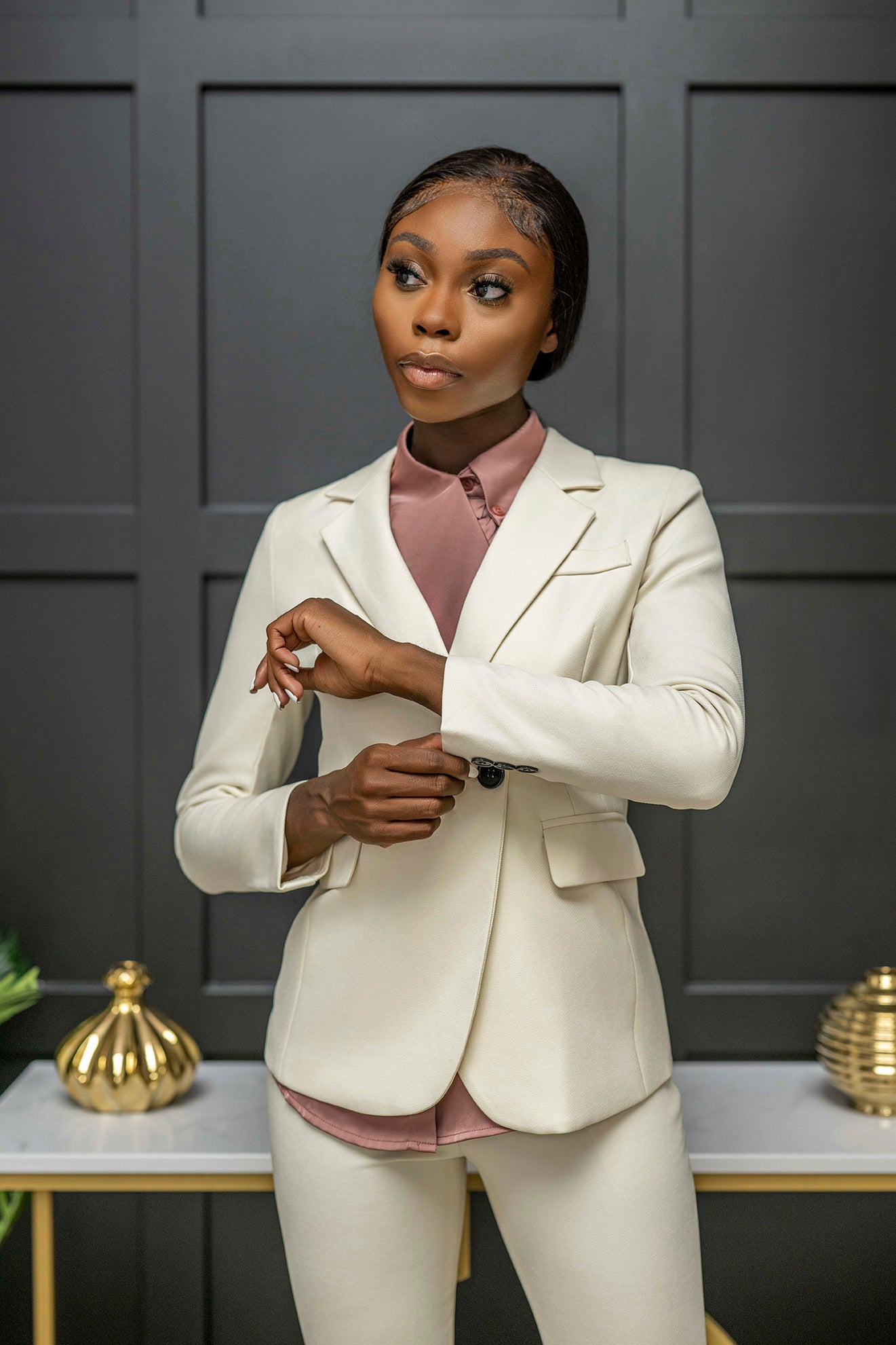 Ivory Elegance Suit (Preorder) - Belle Business Wear 