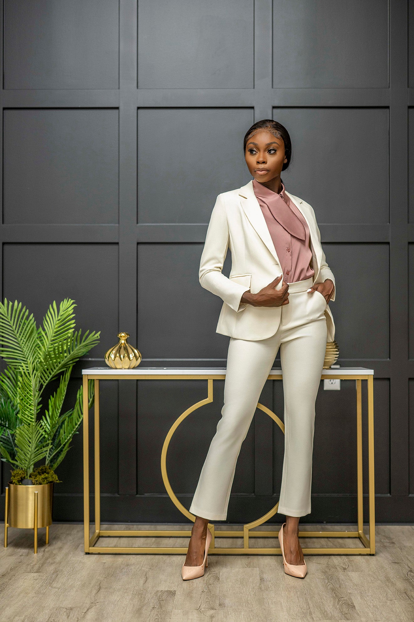 Ivory Elegance Suit (Preorder) - Belle Business Wear