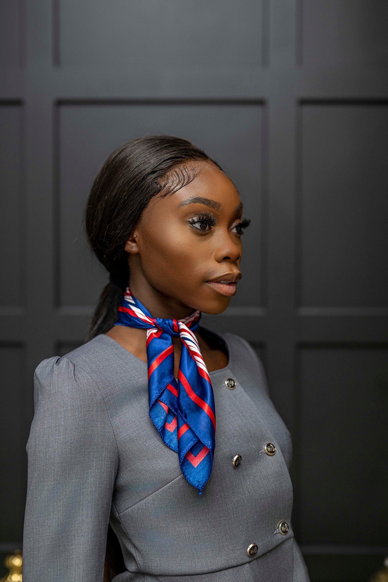 Prim Scarf  (Blue/Red) - Belle Business Wear