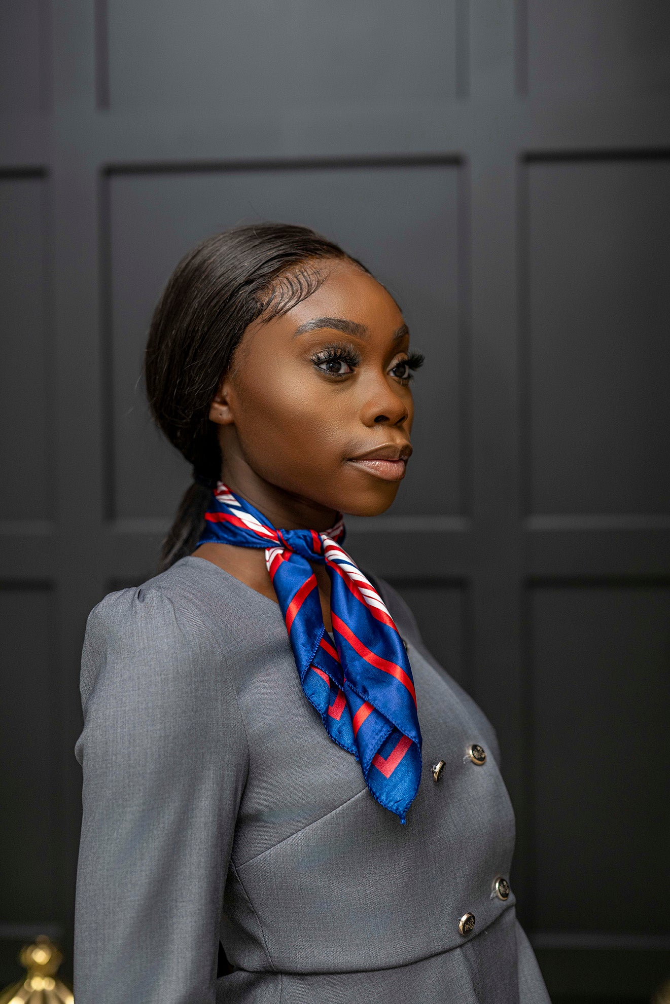 Prim Scarf  (Blue/Red) - Belle Business Wear