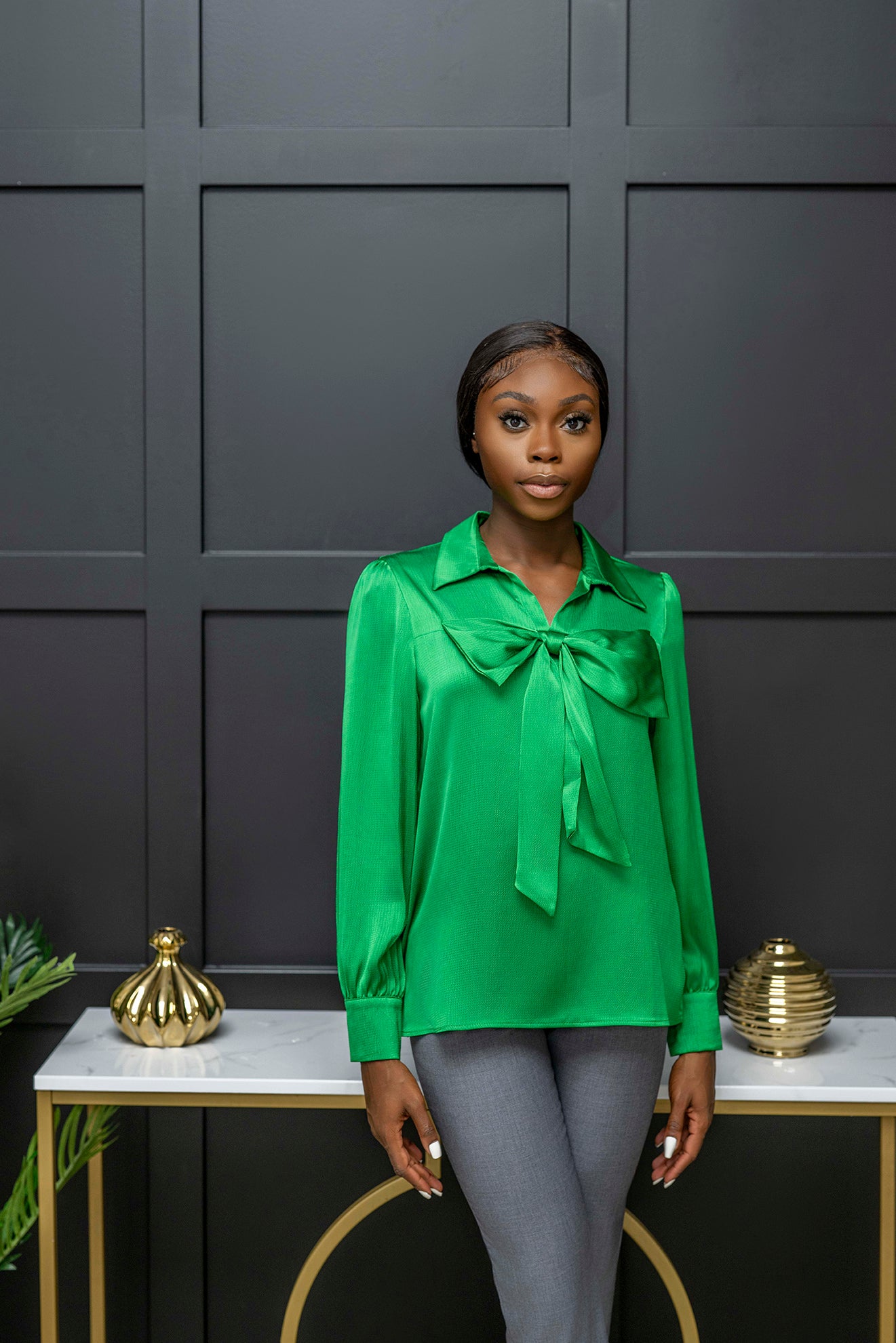 Emerald Elegance Bouse - Belle Business Wear 