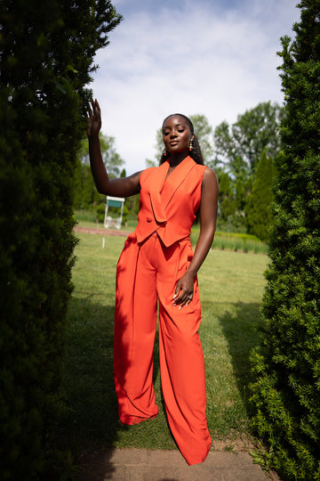 Candace Loose Wide-Leg Vest Suit - Belle Distinguèe 