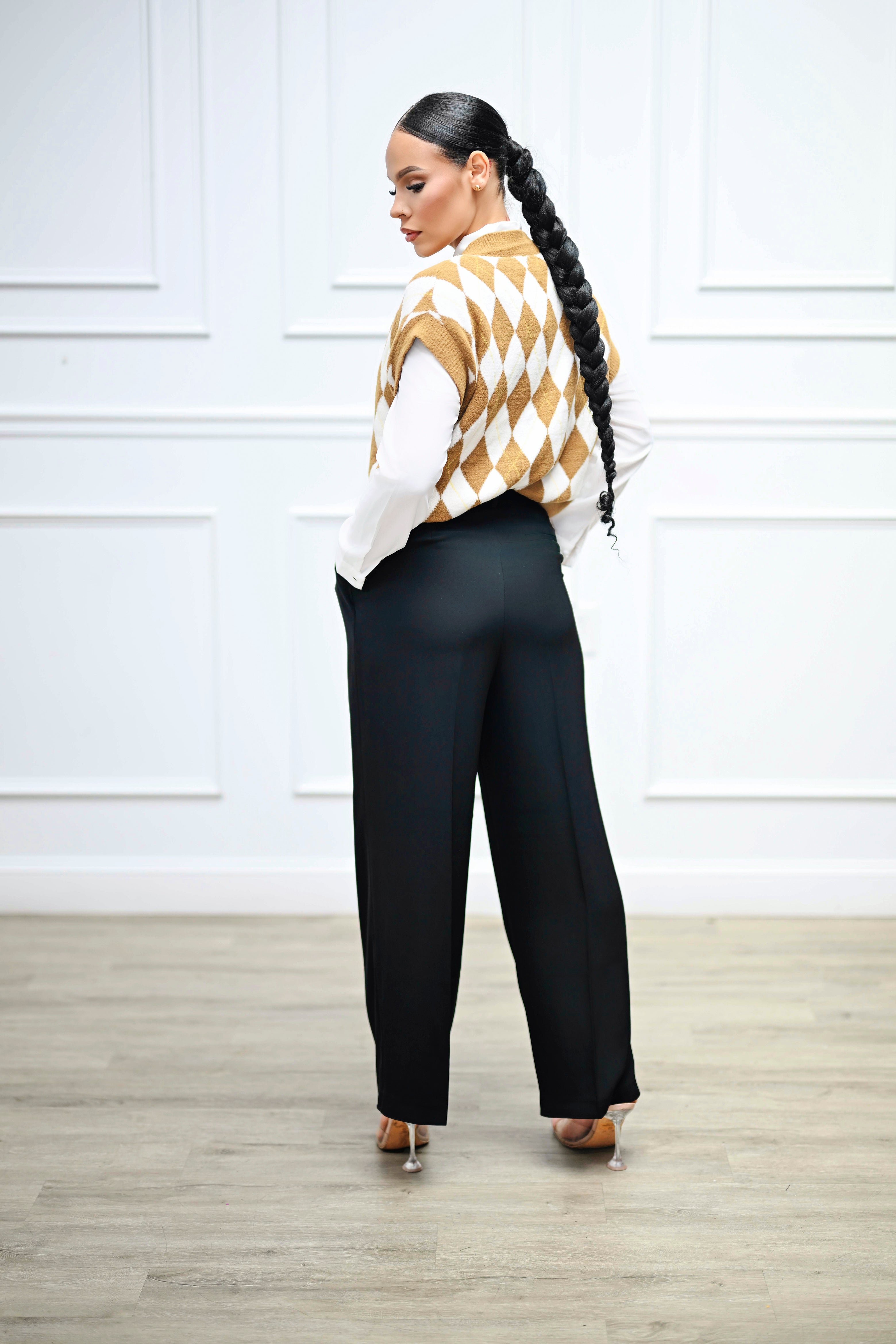 Carly High Waisted Trousers- Black - Preorder - Belle Distinguèe 