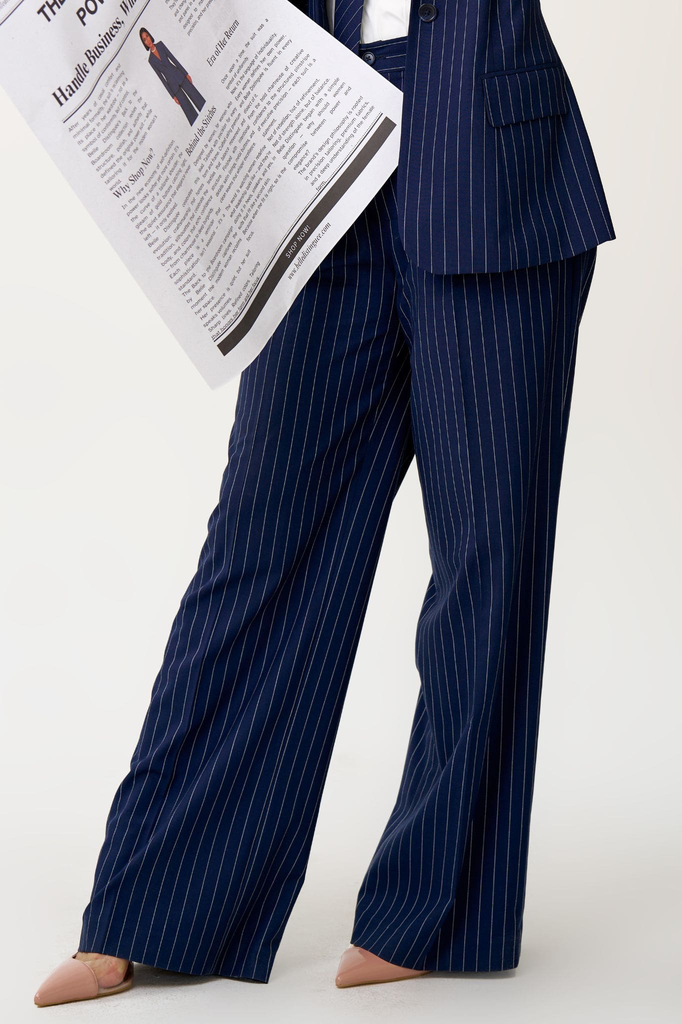 Milan Tailored Pinstripe Trousers in Navy