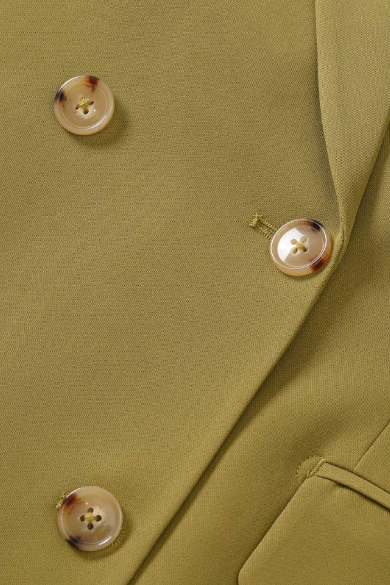 Monroe Double-Breasted Tailored Blazer in Olive Green - Belle Distinguèe 