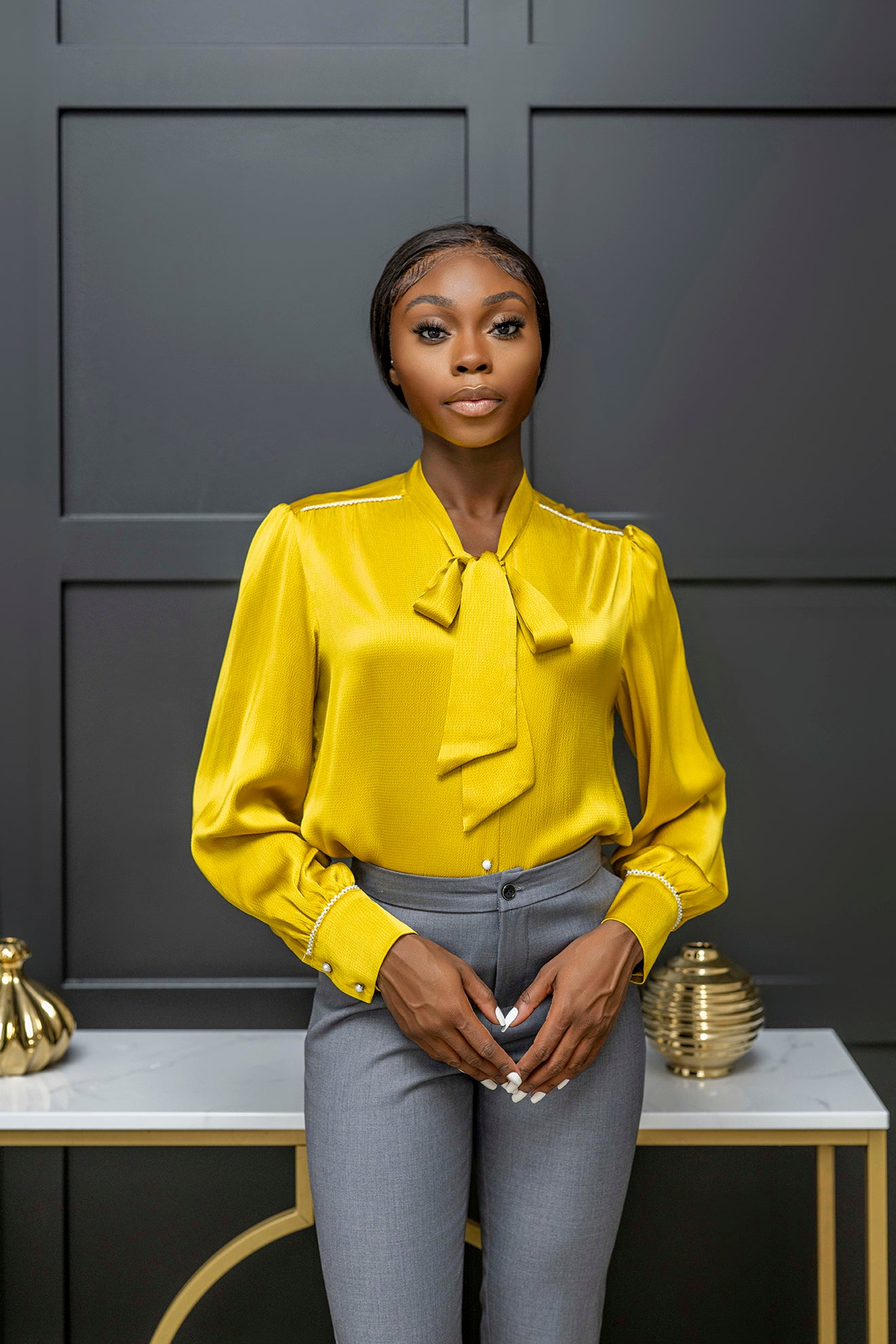 Essential Blouse-Yellow - Belle Business Wear 