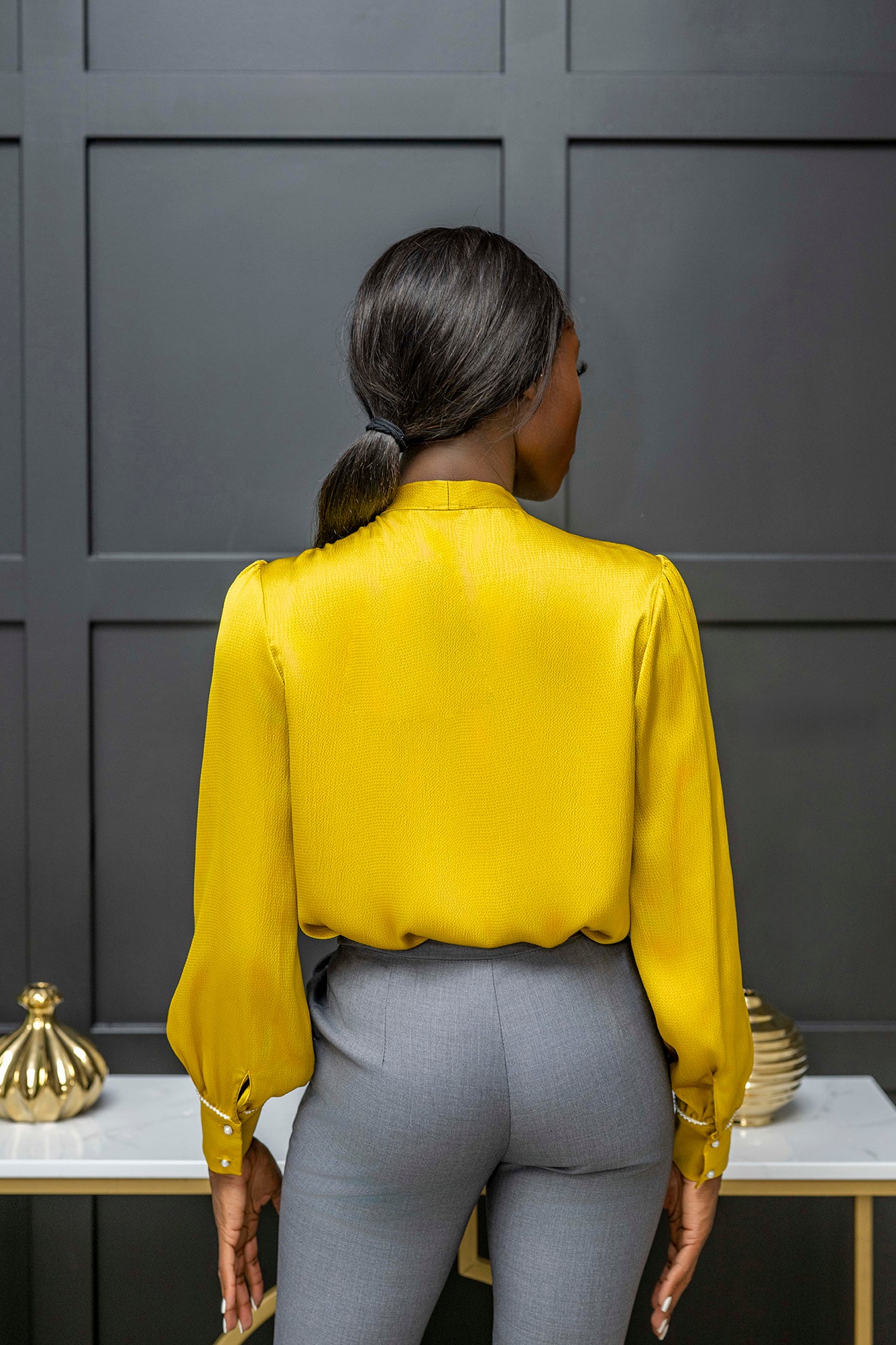 Essential Blouse-Yellow - Belle Business Wear 